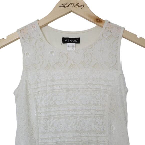 Venus Womens Ivory Bohemian All Over Lace Sleeveless Bodycon Dress Size X-Small - Picture 4 of 14